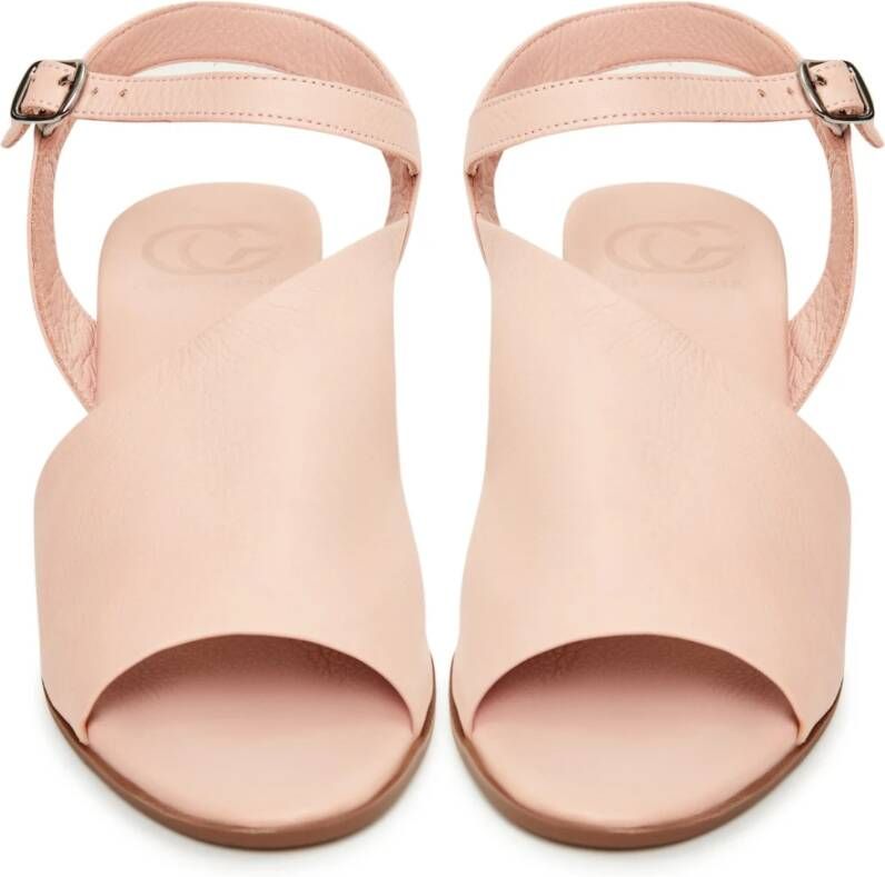 Cesare Gaspari Roze Blokhak Leren Sandalen Pink Dames