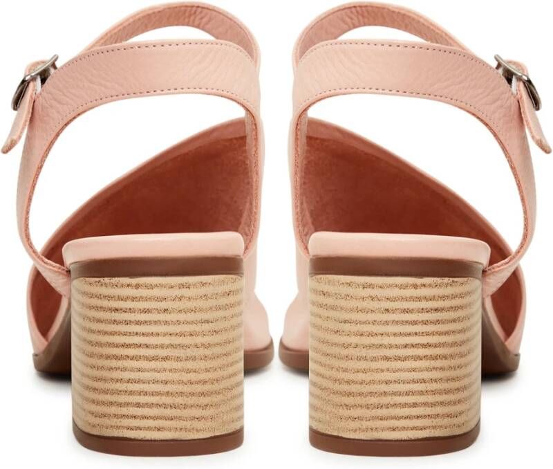 Cesare Gaspari Roze Blokhak Leren Sandalen Pink Dames