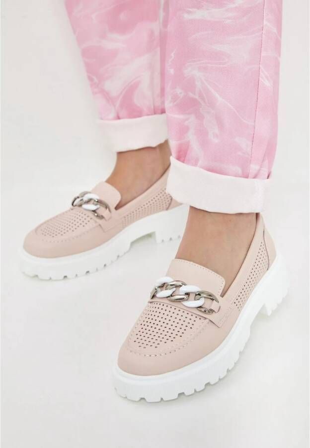 Cesare Gaspari Roze Blokhak Loafers Pink Dames