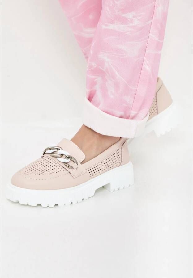 Cesare Gaspari Roze Blokhak Loafers Pink Dames