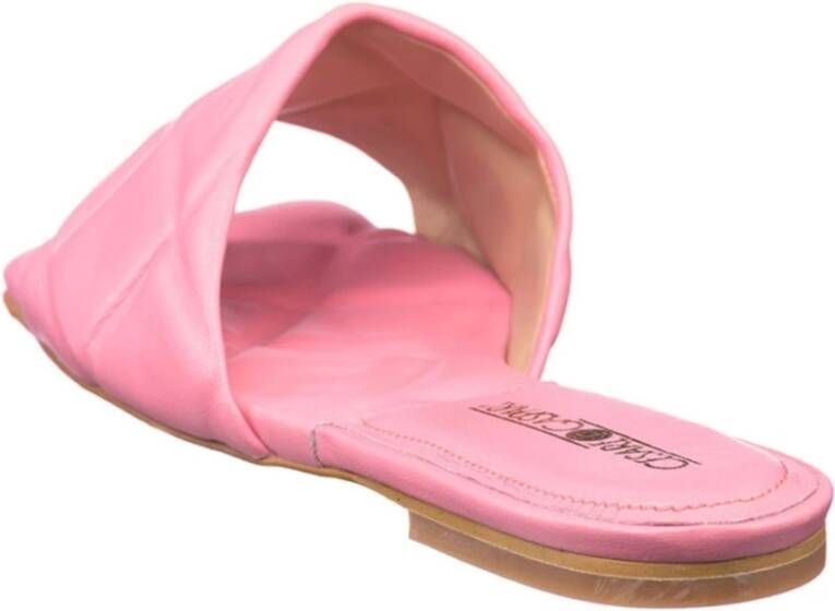 Cesare Gaspari Roze Leren Instap Sandalen Pink Dames