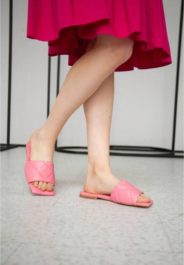 Cesare Gaspari Roze Leren Instap Sandalen Pink Dames