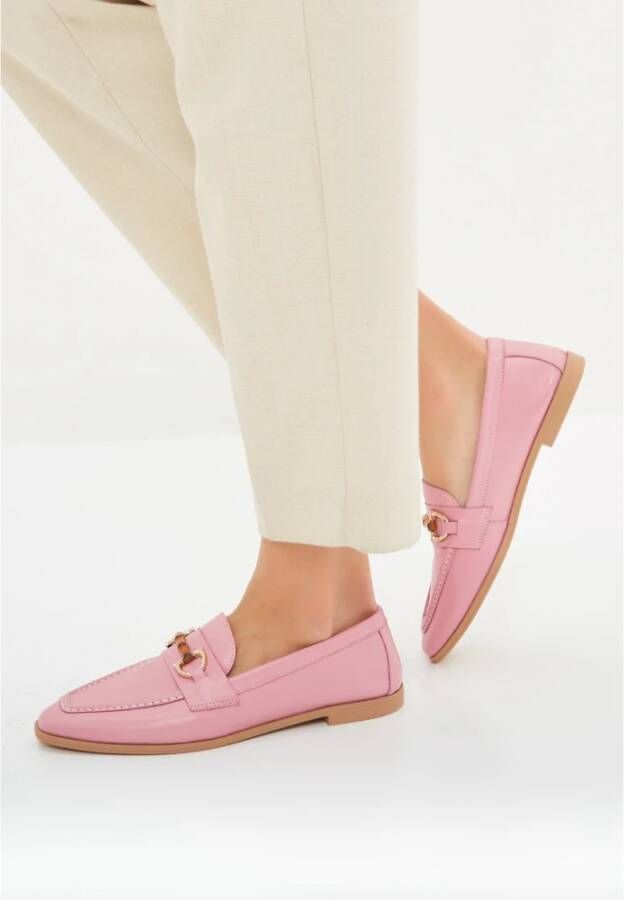 Cesare Gaspari Roze Leren Loafers Pink Dames