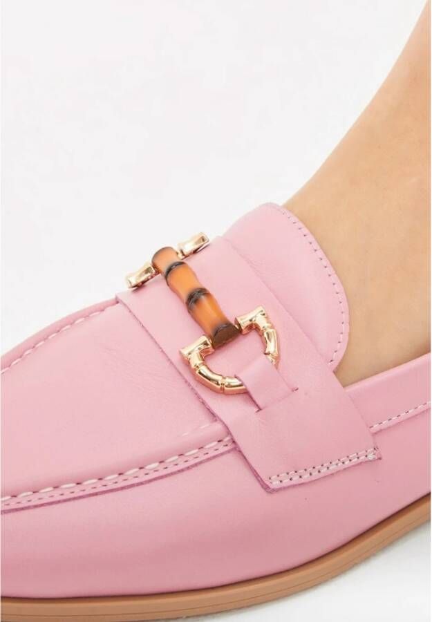 Cesare Gaspari Roze Leren Loafers Pink Dames