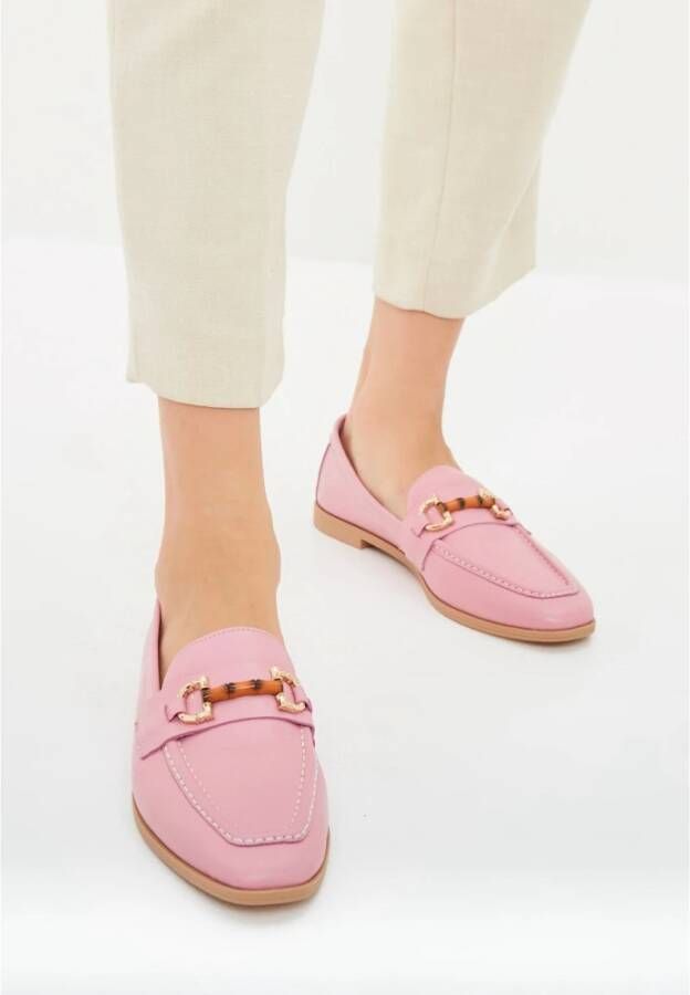 Cesare Gaspari Roze Leren Loafers Pink Dames