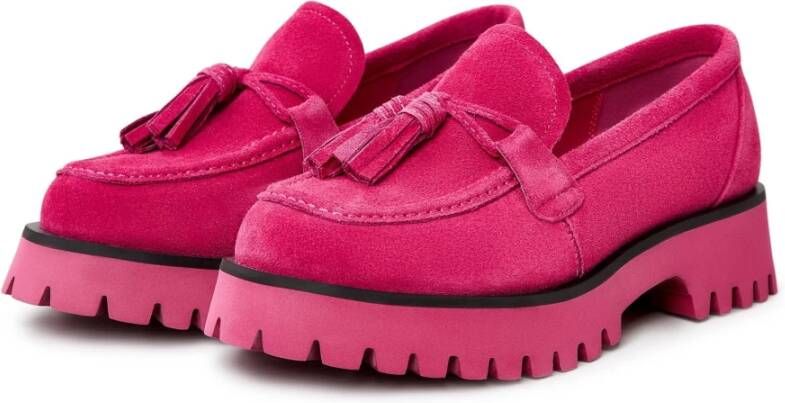 Cesare Gaspari Roze Platform Loafers met Kwast Details Pink Dames