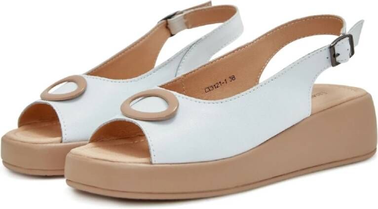 Cesare Gaspari Slip-On Plateauhak Sandalen Wit White Dames