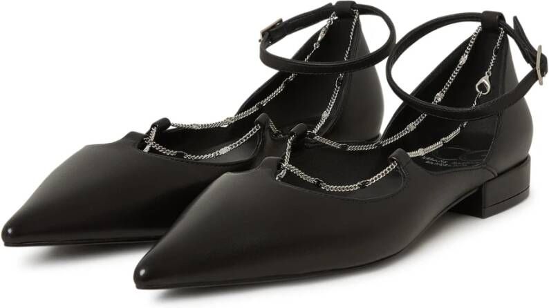 Cesare Gaspari Stijlvolle Block Heeled Ballerinas Zwart Black Dames