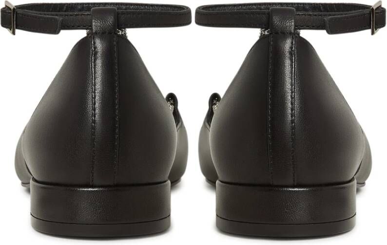 Cesare Gaspari Stijlvolle Block Heeled Ballerinas Zwart Black Dames