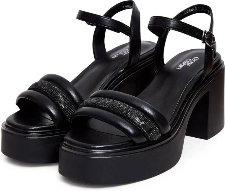 Cesare Gaspari Stijlvolle blokhak sandalen Black Dames