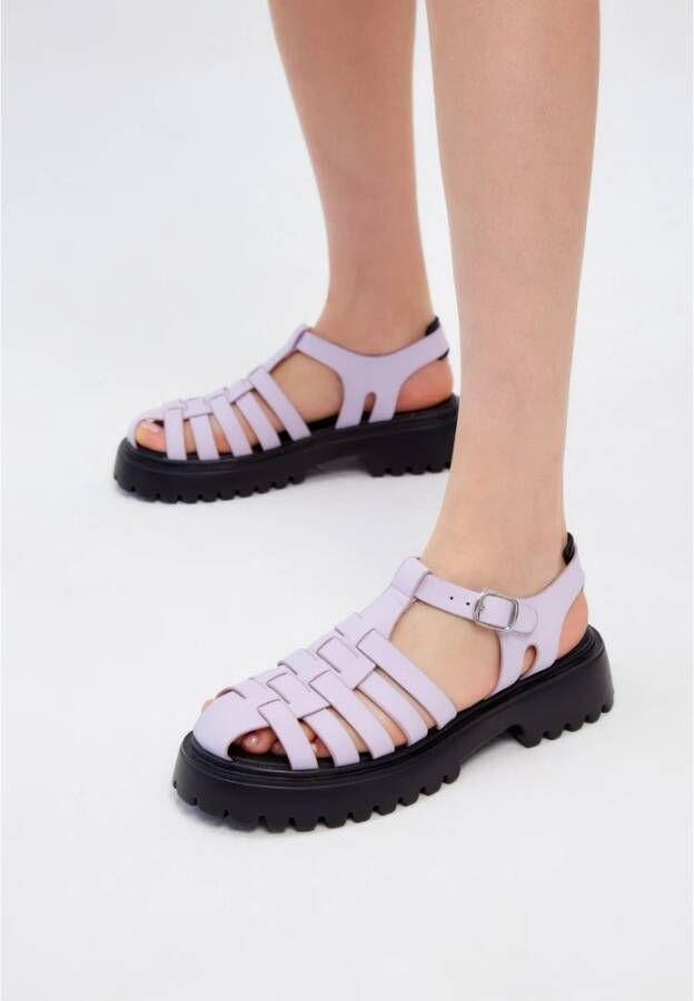 Cesare Gaspari Stijlvolle Blokhak Sandalen Lila Purple Dames