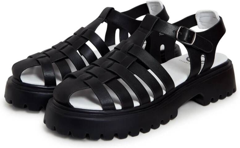 Cesare Gaspari Stijlvolle Blokhak Sandalen Zwart Black Dames