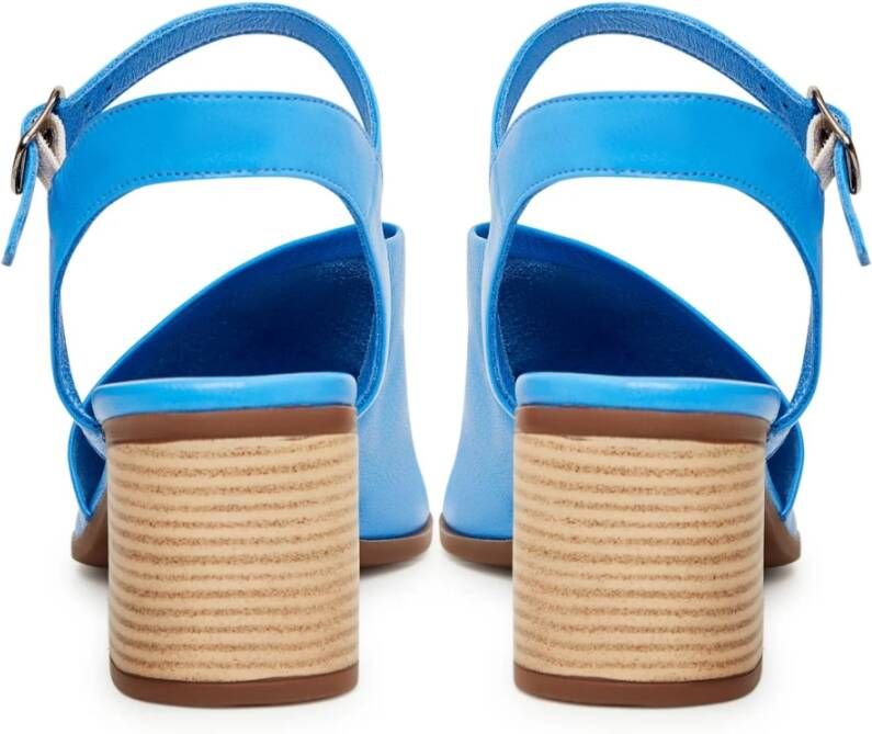 Cesare Gaspari Stijlvolle leren blokhak sandalen Blue Dames