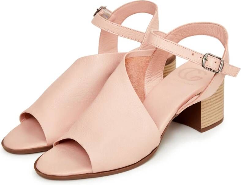 Cesare Gaspari Stijlvolle leren blokhak sandalen Pink Dames