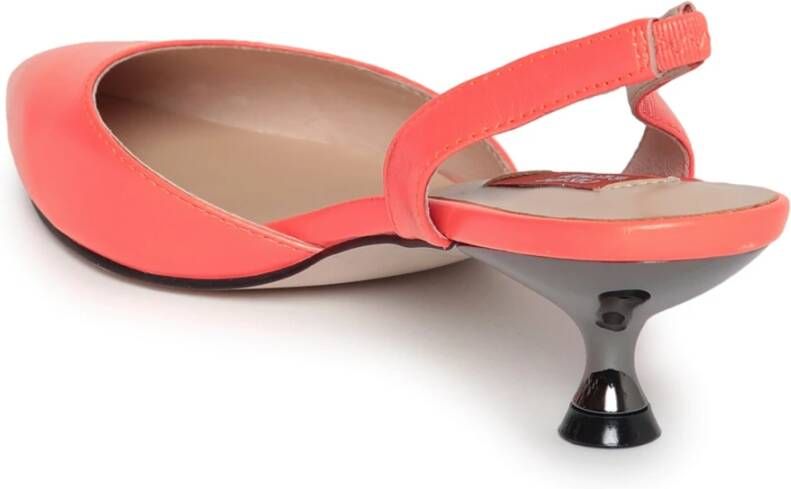 Cesare Gaspari Stijlvolle Leren Kitten Heel Sandalen Orange Dames