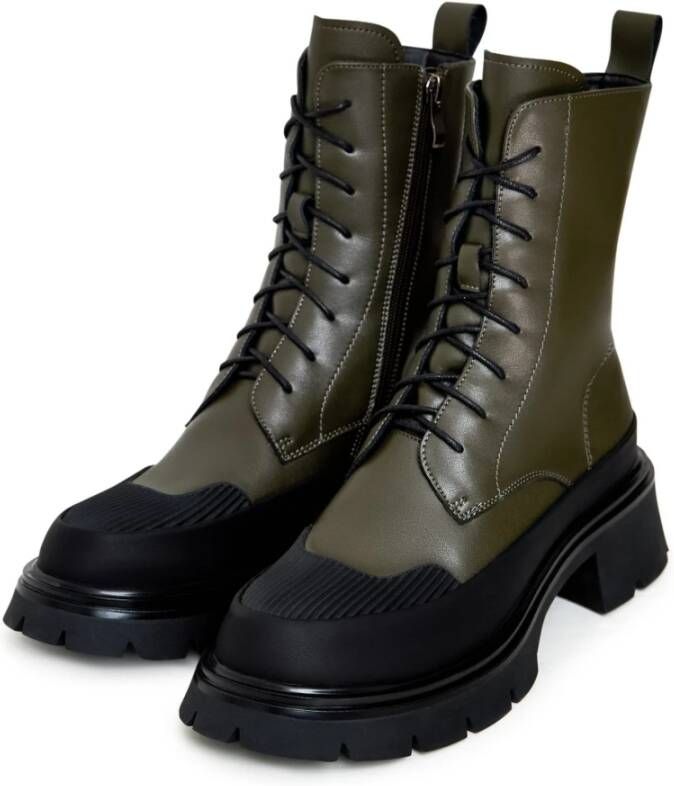 Cesare Gaspari Stijlvolle Leren Veterschoenen Green Dames