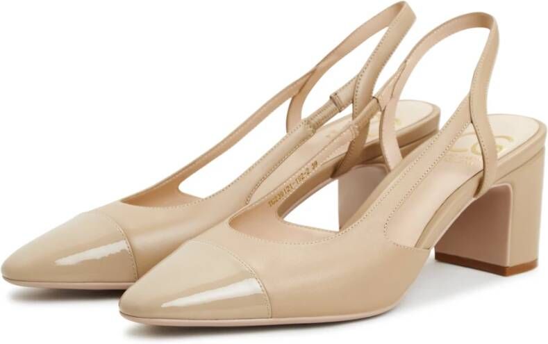 Cesare Gaspari Stijlvolle Slingback Block Heels Pumps Beige Dames