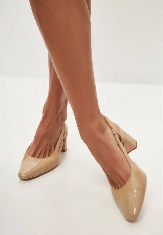 Cesare Gaspari Stijlvolle Slingback Block Heels Pumps Beige Dames