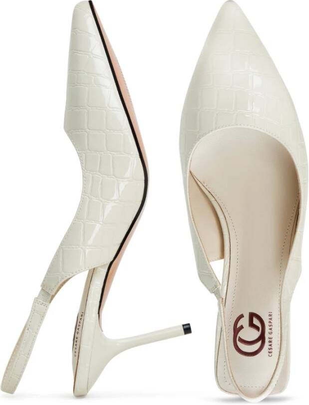 Cesare Gaspari Stiletto High Heeled Pumps White Dames