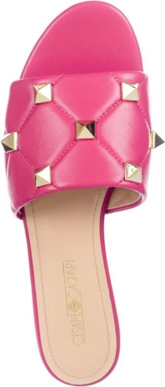 Cesare Gaspari Studded Leather Sandals Pink Dames