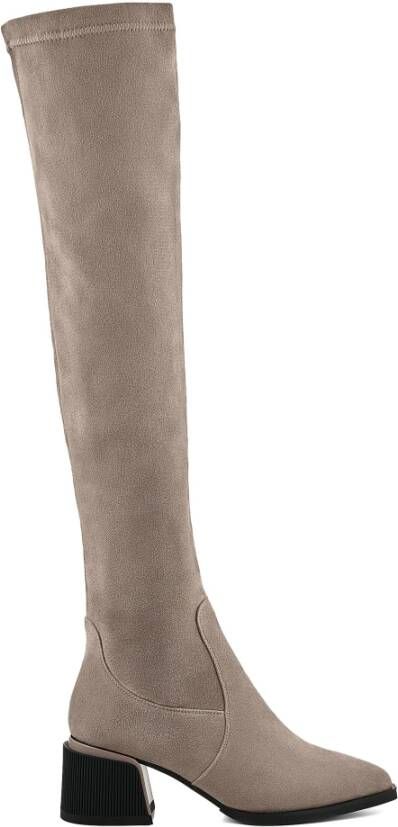 Cesare Gaspari Suede Chic Over-the-Knee Boots Beige Dames