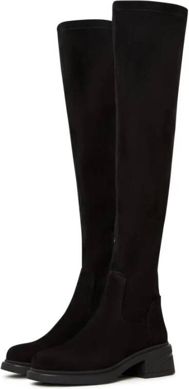 Cesare Gaspari Suede Chic Over-the-Knee Boots Black Dames