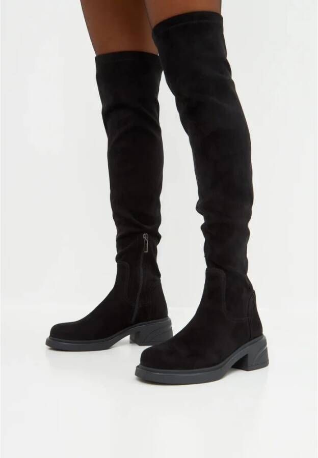 Cesare Gaspari Suede Chic Over-the-Knee Boots Black Dames