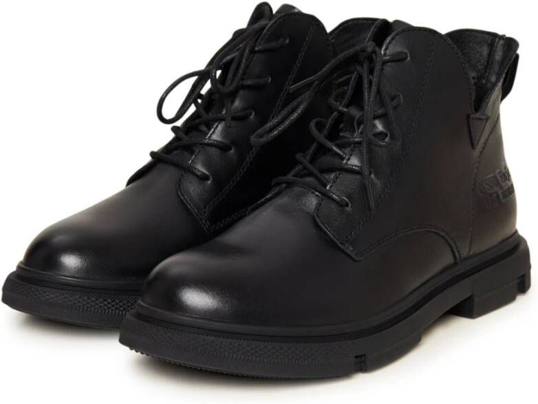 Cesare Gaspari Suede Flat Sole Ankle Boots Black Dames