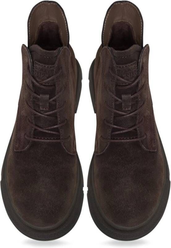 Cesare Gaspari Suede Flat Sole Ankle Boots Brown Dames