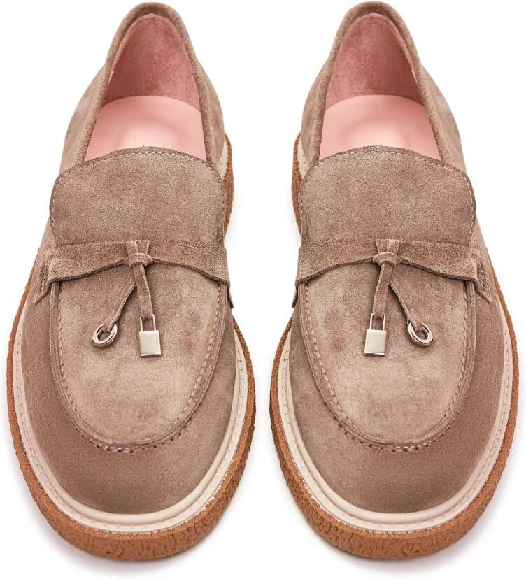 Cesare Gaspari Suede Slip-On Loafers Beige Brown Dames