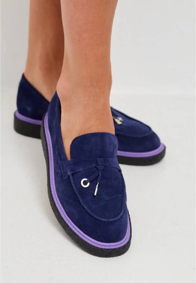 Cesare Gaspari Suede Slip-On Loafers Navy blue Dames