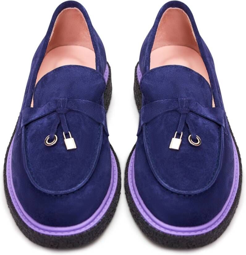 Cesare Gaspari Suede Slip-On Loafers Navy blue Dames