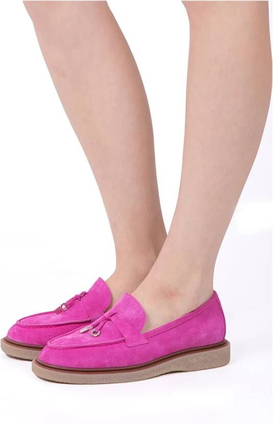 Cesare Gaspari Suede Slip-On Loafers Pink Dames