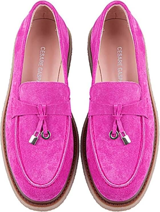 Cesare Gaspari Suede Slip-On Loafers Pink Dames