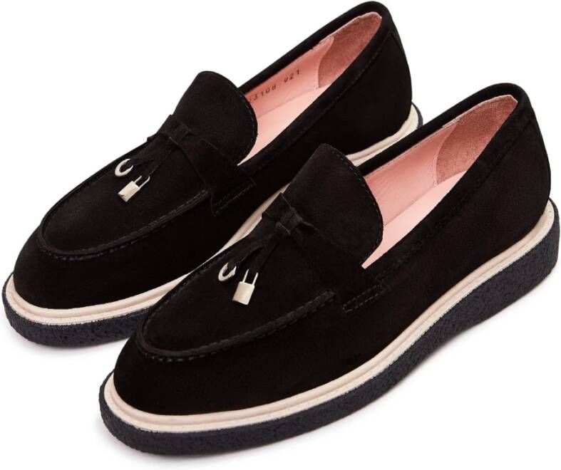 Cesare Gaspari Suede Slip-On Loafers Zwart Suède Black Dames