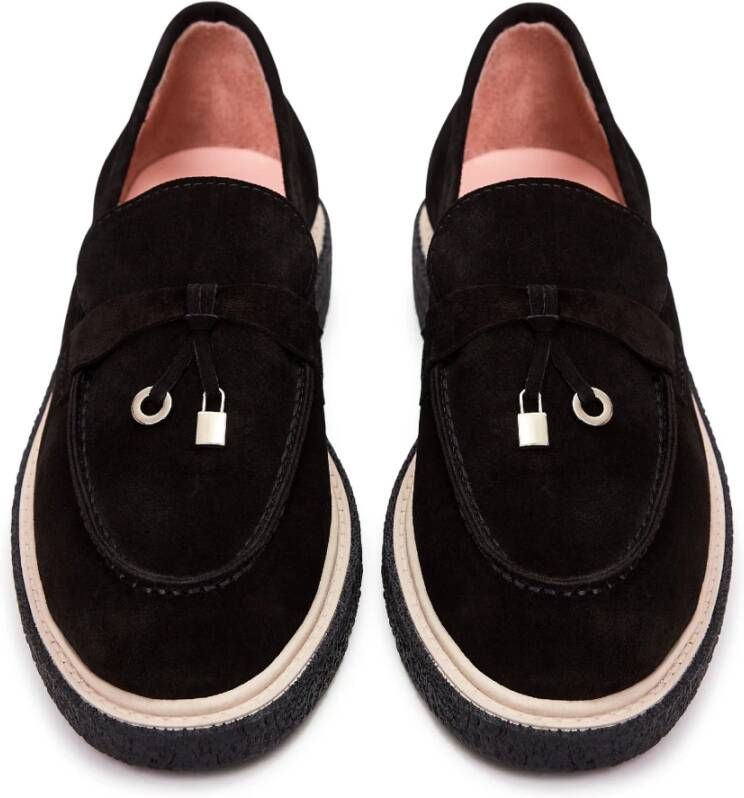 Cesare Gaspari Suede Slip-On Loafers Zwart Suède Black Dames