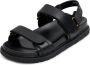 Cesare Gaspari Urban Leather Platform Sandals Black Dames - Thumbnail 2