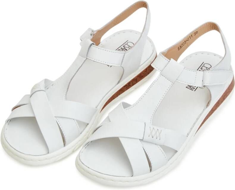 Cesare Gaspari Urban Leren Plateauhakken Sandalen White Dames