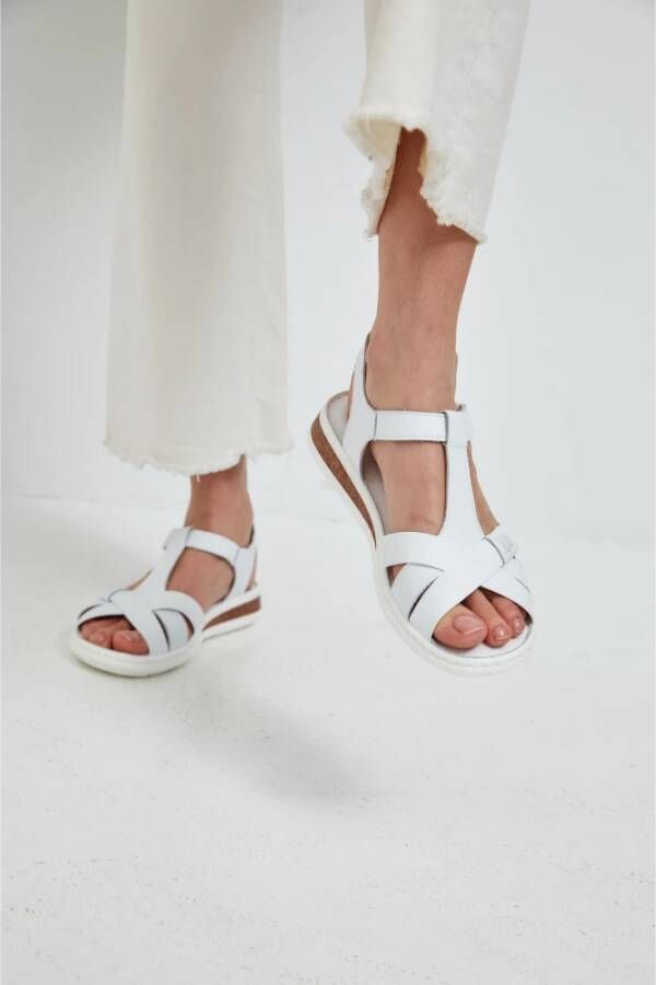 Cesare Gaspari Urban Leren Plateauhakken Sandalen White Dames