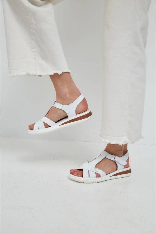 Cesare Gaspari Urban Leren Plateauhakken Sandalen White Dames