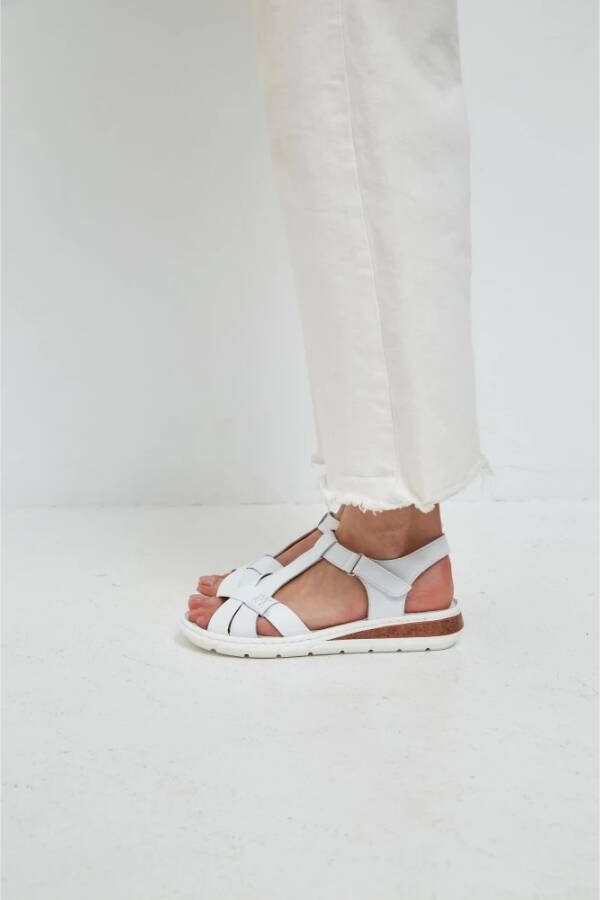 Cesare Gaspari Urban Leren Plateauhakken Sandalen White Dames