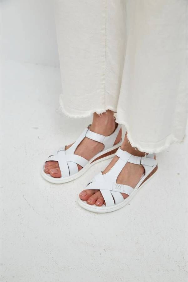 Cesare Gaspari Urban Leren Plateauhakken Sandalen White Dames