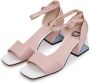 Cesare Gaspari Vierkante Hak Sandalen Stof Roze Pink Dames - Thumbnail 3