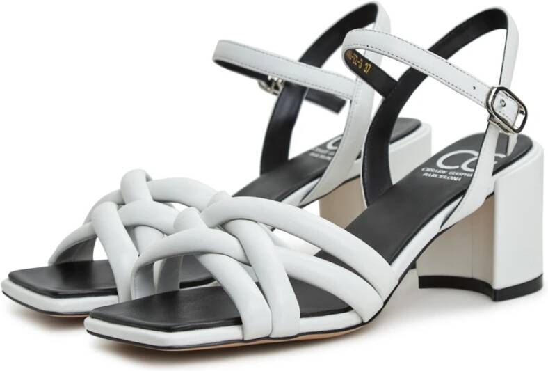 Cesare Gaspari Witte Block Heeled Sandalen Anaia White Dames