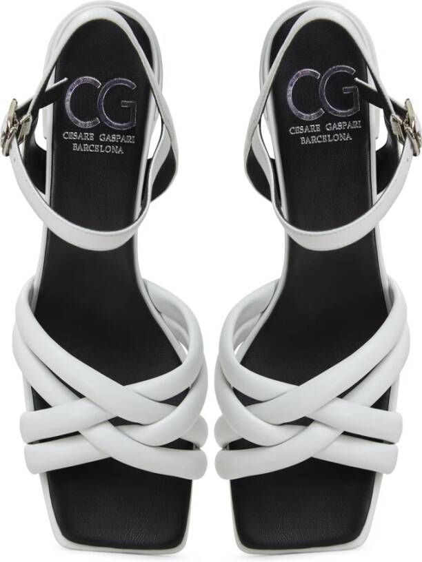 Cesare Gaspari Witte Block Heeled Sandalen Anaia White Dames