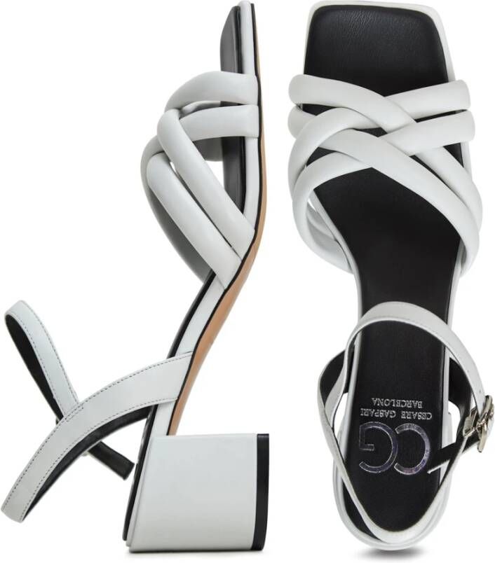 Cesare Gaspari Witte Block Heeled Sandalen Anaia White Dames