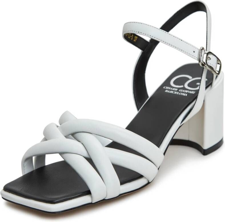 Cesare Gaspari Witte Block Heeled Sandalen Anaia White Dames