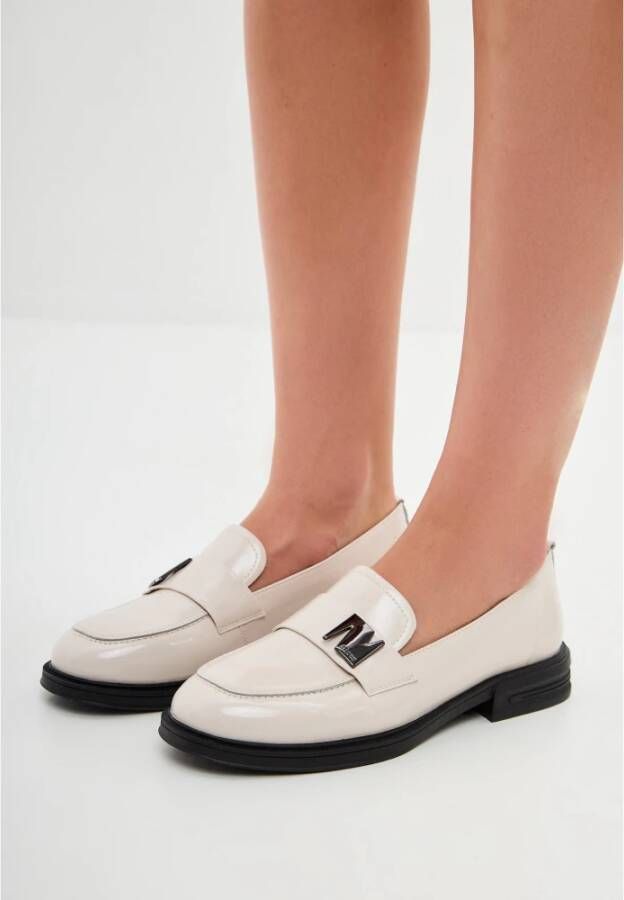 Cesare Gaspari Witte Blokhak Loafers White Dames