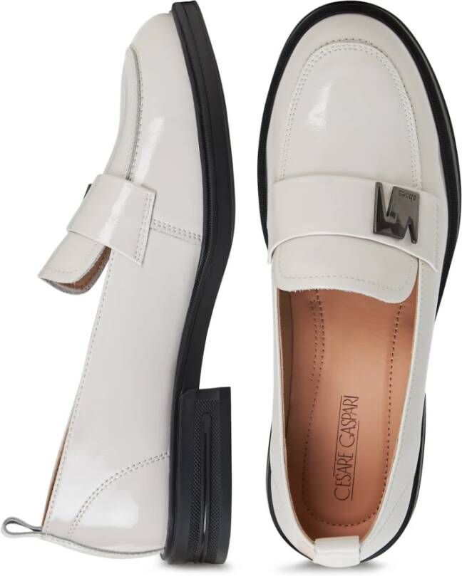 Cesare Gaspari Witte Blokhak Loafers White Dames