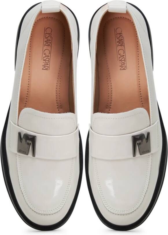 Cesare Gaspari Witte Blokhak Loafers White Dames